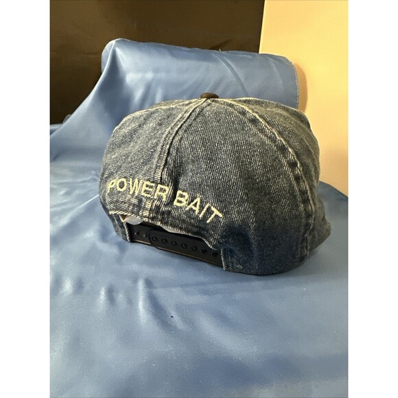 Berkley Power Bait Vtg Products Snapback Patch Trucker Hat Denim - Picture 3 of 7